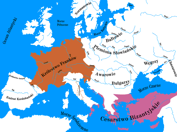 Mapa - Slowianie i Frankowie